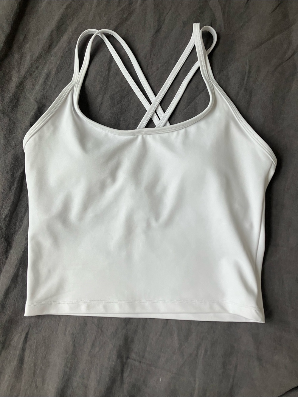 Lilybod White Cross-Back Crop Tank